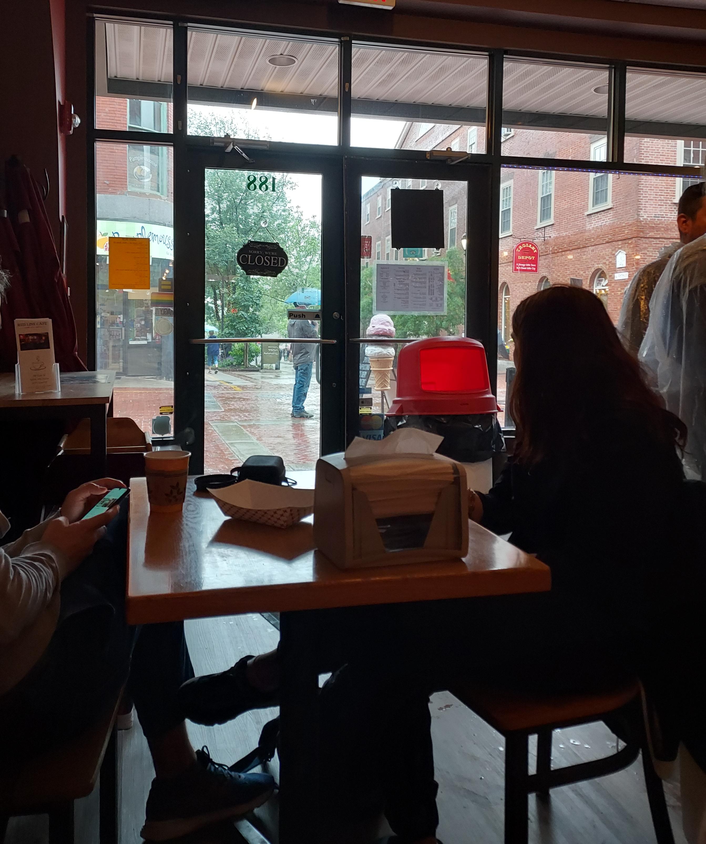 Snacking at a Café on a Rainy Day